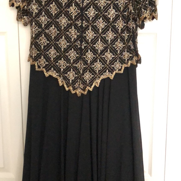 Vintage Beaded Black and Gold Formal Dress - Picture 10 of 16